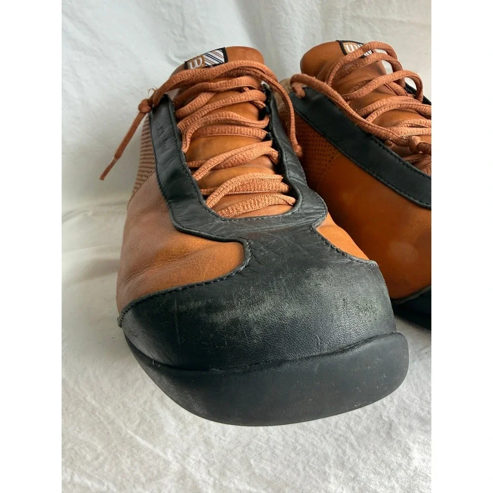 Wilson Legacy Collection Mens 13 Leather Sneakers Tan Black Low Top 57271